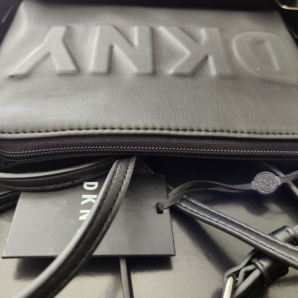 Dkny Bags Dkny Crossbody Black Messenger Embossed Logo Bag Boxed
